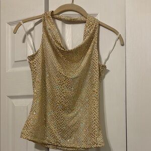 Zoom Gold Sequin Asymmetrical Tank Top